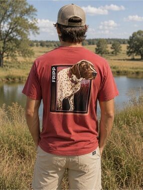 FRIPP Outdoors Bird Dog Graphic Tee Large Red 100% Cotton Hunting Shirt